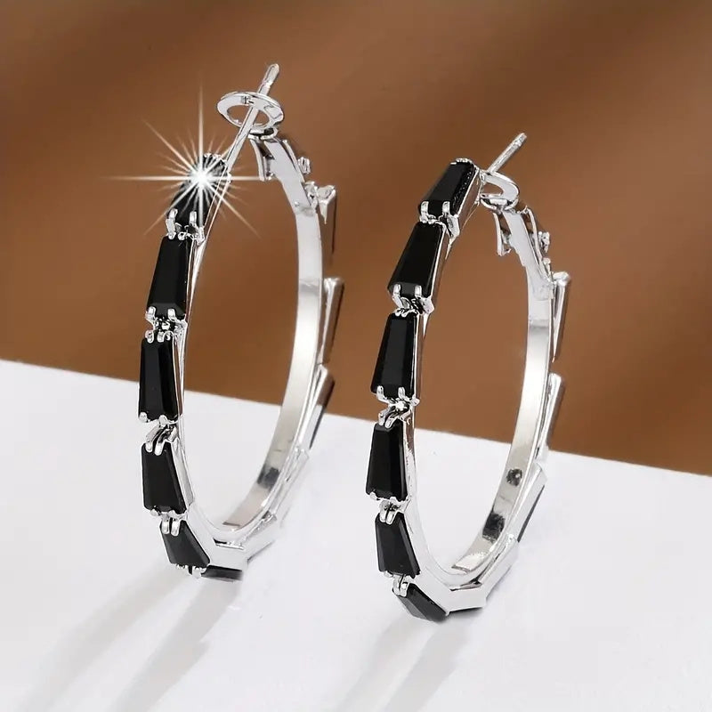 1 Pair Exquisite Hoop Earrings Copper Jewelry Golden Color Full Birthstone zirconia Vintage Elegant Style Unique Statement Female Earrings Jewelry