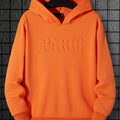 "Paris" Print Hoodie, Men's Casual Pullover Hooded Sweatshirt