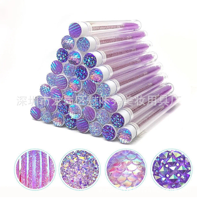 10 - 50 Pcs Disposable Eyelash & Mascara Brushes Diamond Lash Spoolie Wands For Makeup, Extensions & Cleaning 4 Colors