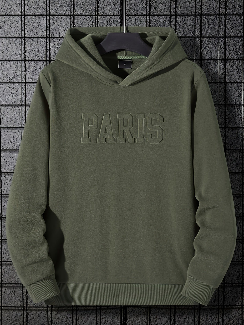 "Paris" Print Hoodie, Men's Casual Pullover Hooded Sweatshirt