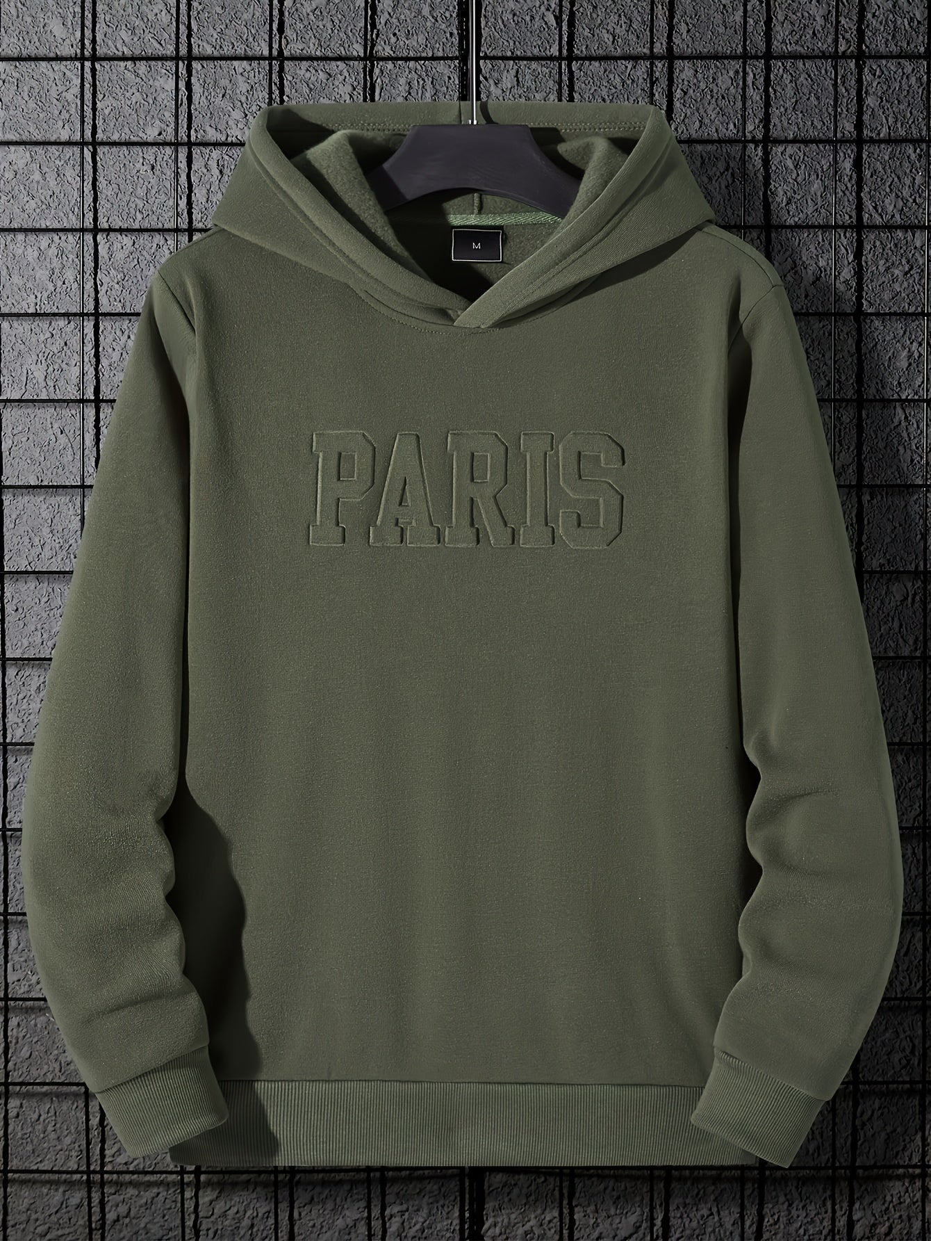 "Paris" Print Hoodie, Men's Casual Pullover Hooded Sweatshirt