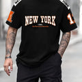 "New York" Pattern T-shirt For Men, Casual Short Sleeve Top, Men's Novelty Tee For Summer Daily Wear
