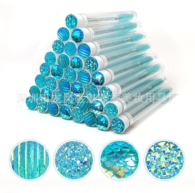 10 - 50 Pcs Disposable Eyelash & Mascara Brushes Diamond Lash Spoolie Wands For Makeup, Extensions & Cleaning 4 Colors