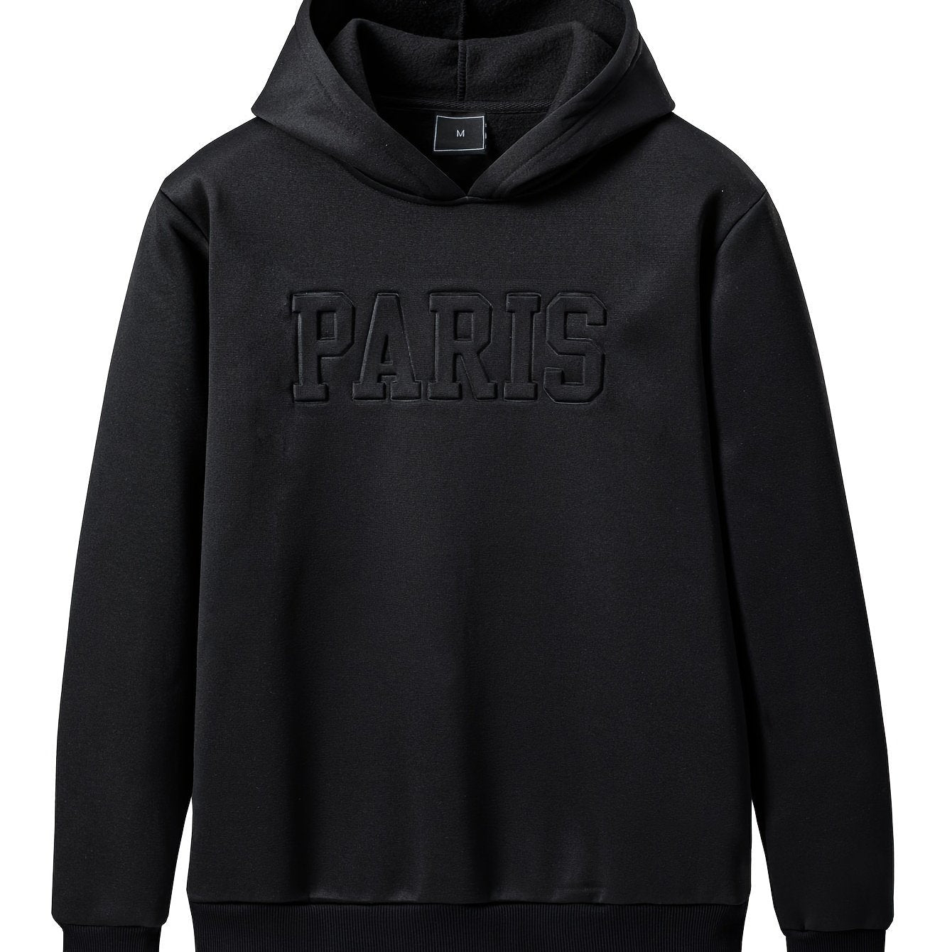 "Paris" Print Hoodie, Men's Casual Pullover Hooded Sweatshirt