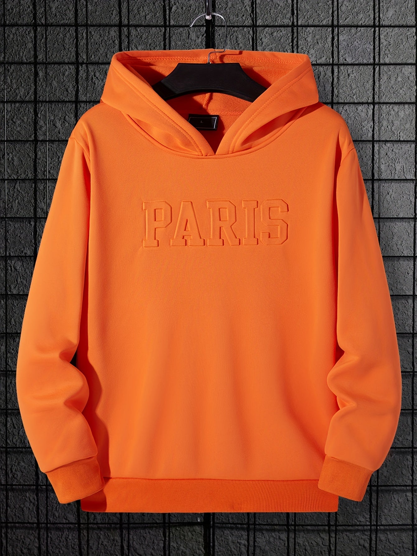 "Paris" Print Hoodie, Men's Casual Pullover Hooded Sweatshirt
